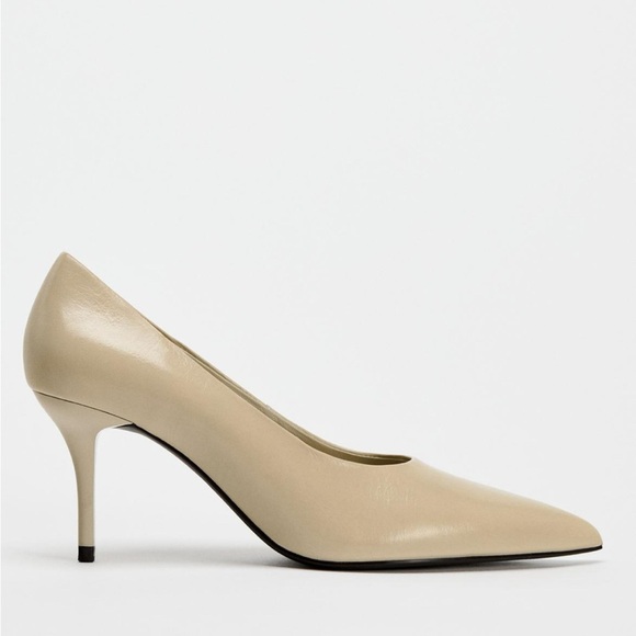 BRAND NEW ZARA LEATHER HEELS 38 with tag on (no box )! - Picture 6 of 12